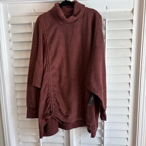 Tahari Sport Rose Fleece Funnel Neck Pullover‎ Size 3X